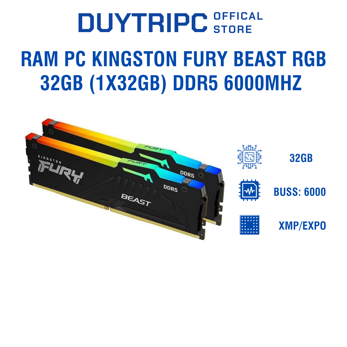 RAM Kingston FURY Beast 32GB (2x16GB) DDR5 6000Mhz